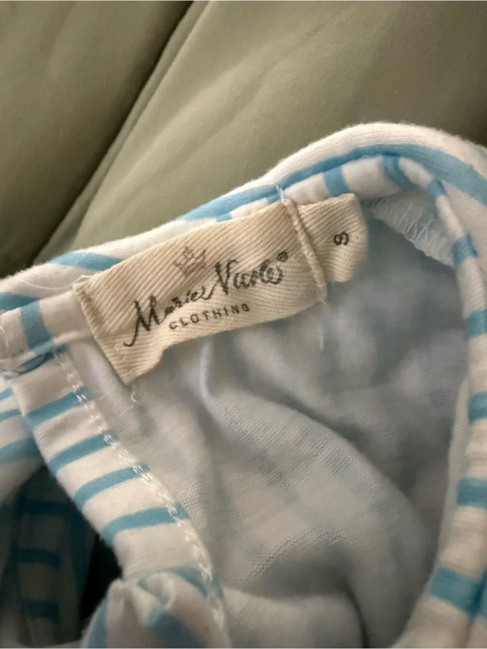 Blue Striped Top & Navy Nativity Ruffle Pajama Set for Kids